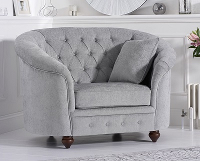 Casey Plush Chesterfield Armchair Grey