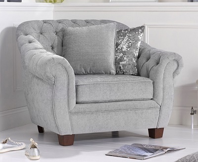 Liv Plush Chesterfield Armchair Grey