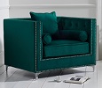 New England Velvet Armchair Green