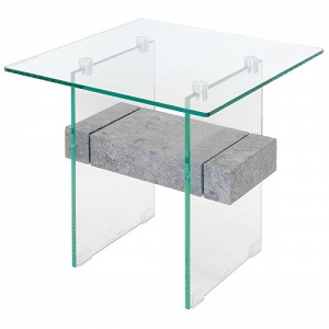 Glass Stone Lamp Table