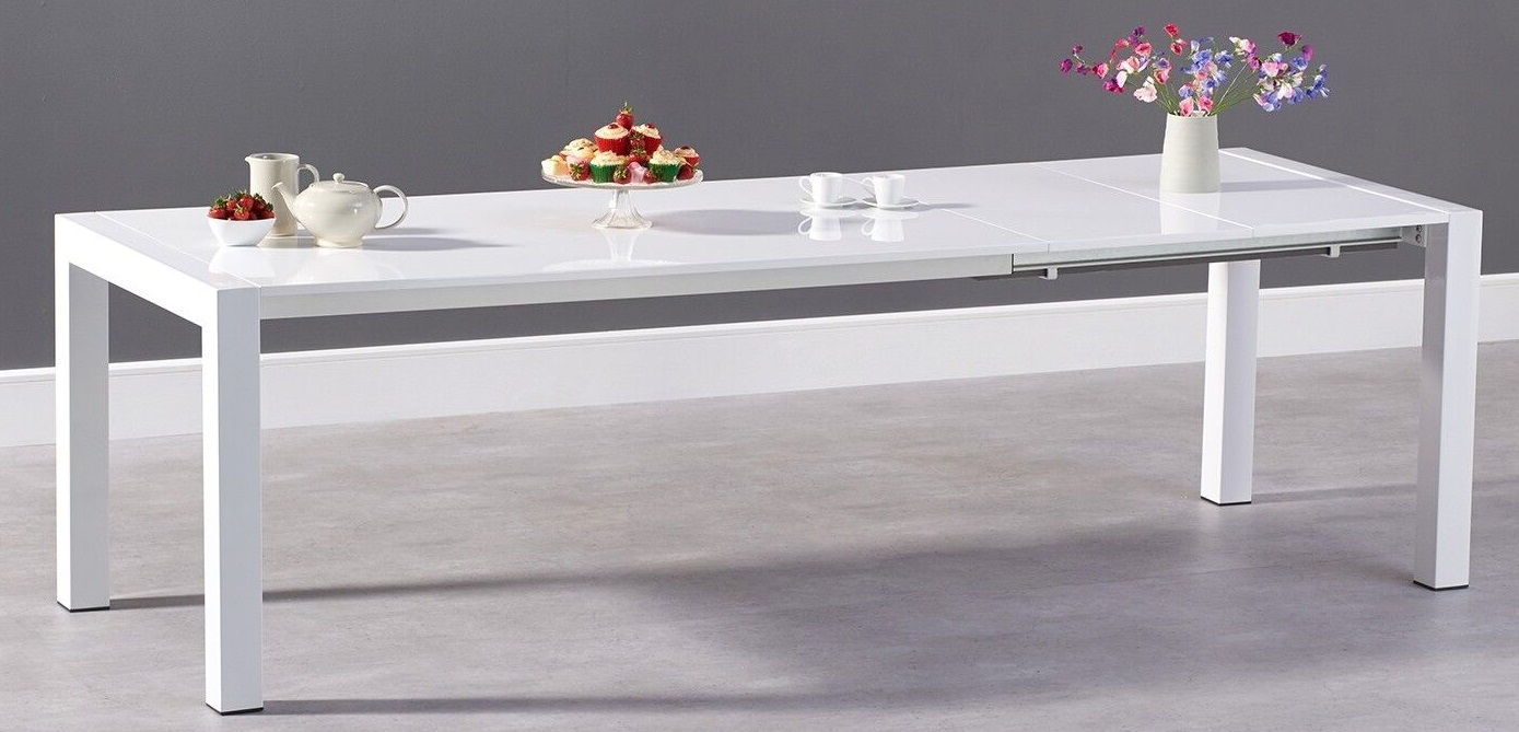 white high gloss extending kitchen table