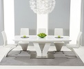 Malibu Extending White High Gloss Dining Table shown with Hereford Chairs