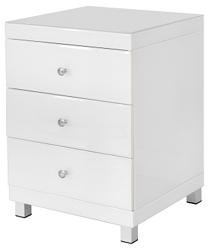 White Glass 3 Drawer Cabinet