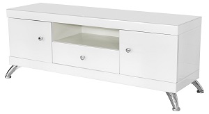 White Glass Low TV Cabinet | Glass TV Cabinet | GlassDiningFurniture.co.uk