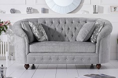 Casey Chesterfield Plush 2 Seater Sofa Grey