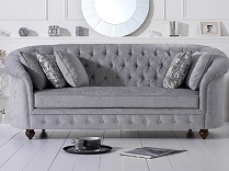 Casey Chesterfield Plush 3 Seater Sofa Grey