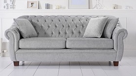 Liv Chesterfield Plush 3 Seater Sofa Grey