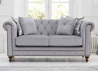 Montrose Chesterfield Plush 2 Seater Sofa Grey