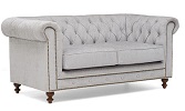 Montrose Chesterfield Plush 2 Seater Sofa Grey Side View