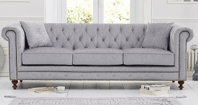 Montrose Chesterfield Plush 3 Seater Sofa Grey