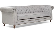 Montrose Chesterfield Plush 3 Seater Sofa Grey Side View